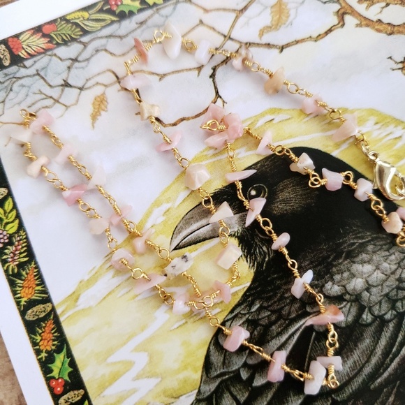 Natural Pink Opal Rosary Choker Necklace - Picture 2 of 8